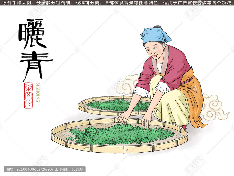 曬青工藝制茶圖