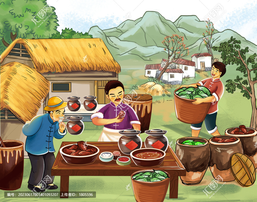 腌菜醬菜醬蘿卜插畫(huà)