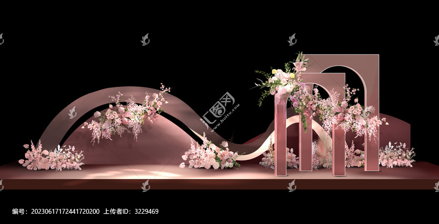 粉色系婚礼手绘效果图