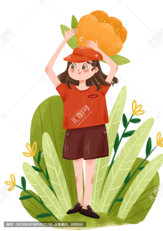 小場景植物插畫素材人物