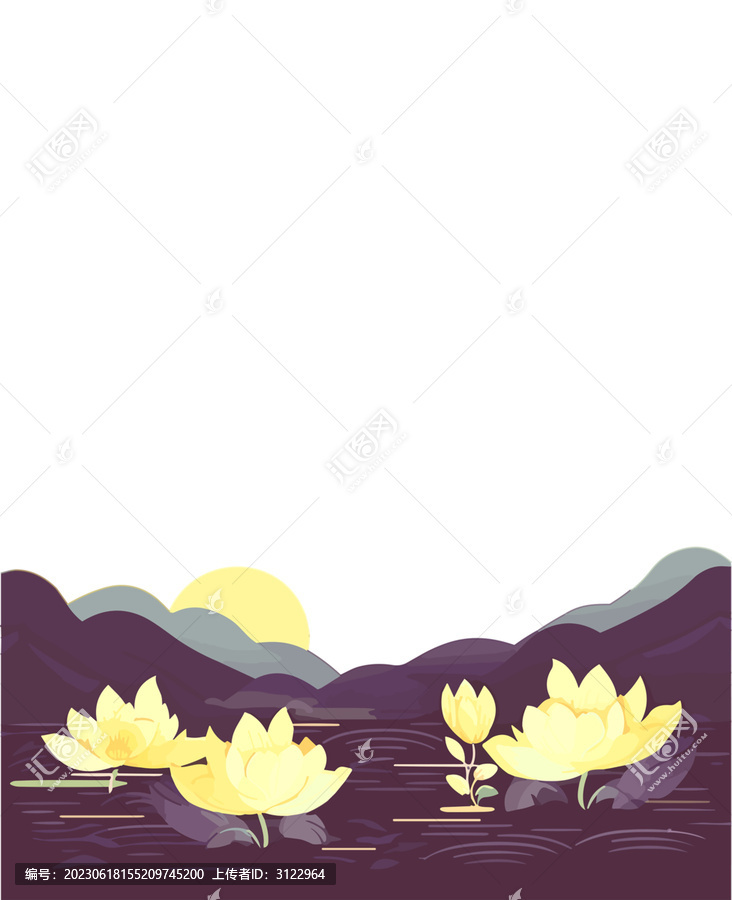 荷塘日落風(fēng)景素材