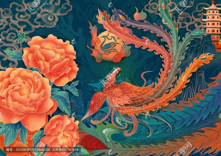 鳳凰手繪插畫