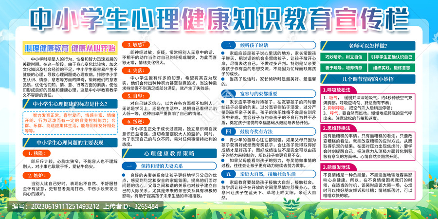 中小學(xué)生心理健康教育宣傳欄