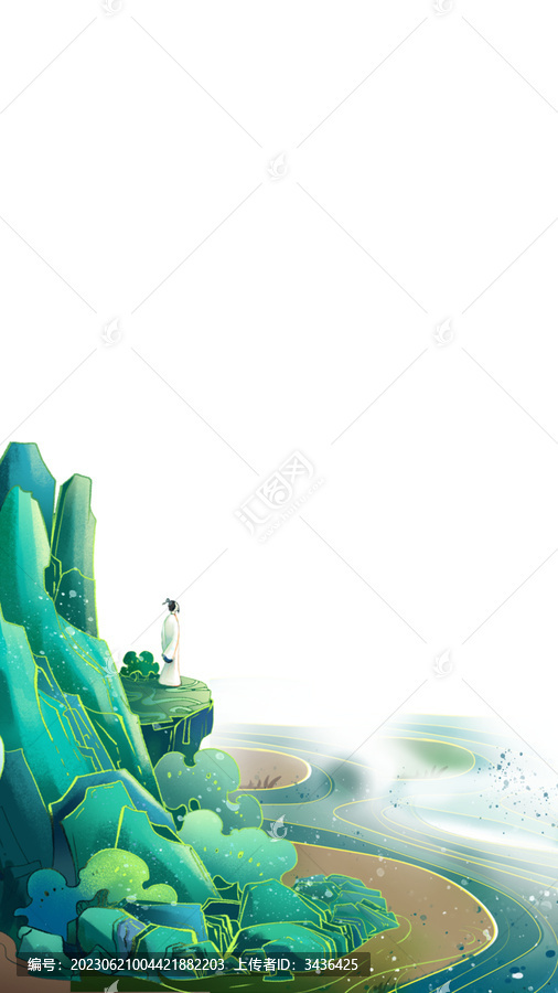 國風(fēng)山插畫素材