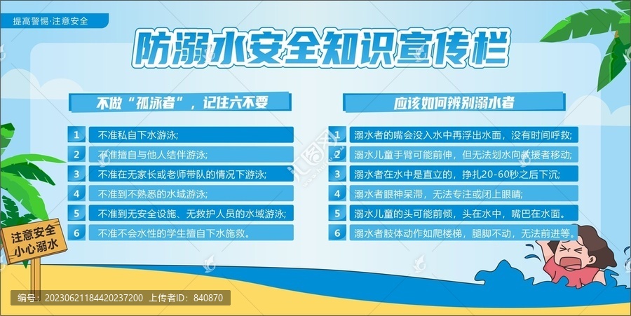 校園防溺水安全宣傳欄