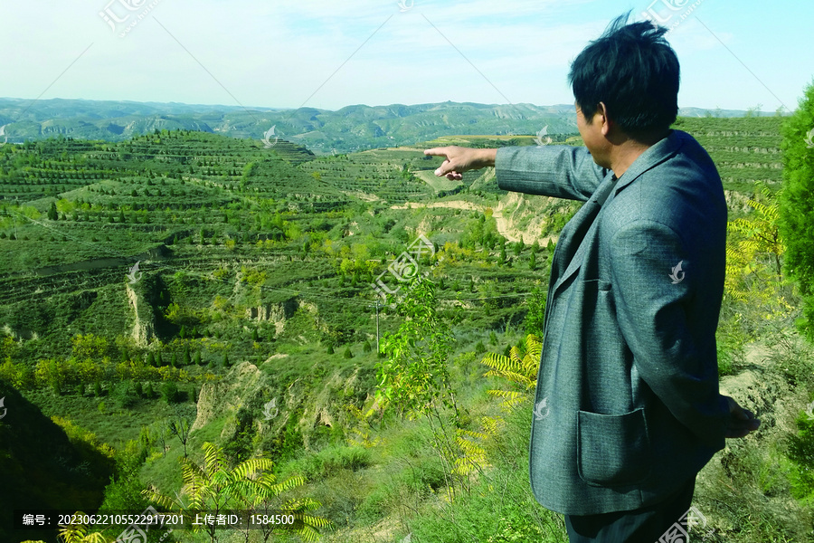 航拍退耕还林绿色山地树林