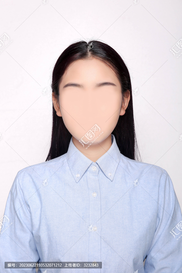 女士蓝衬衫证件照换脸模板
