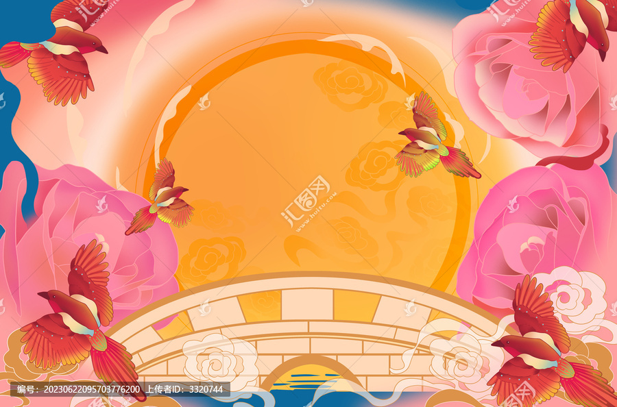 七夕鵲橋背景插畫