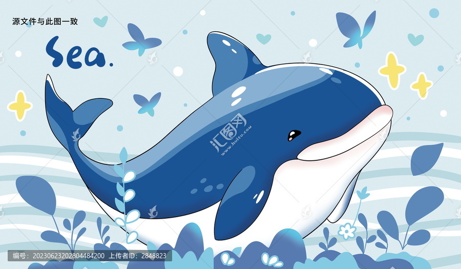 卡通可愛鯨魚海洋動(dòng)物壁紙