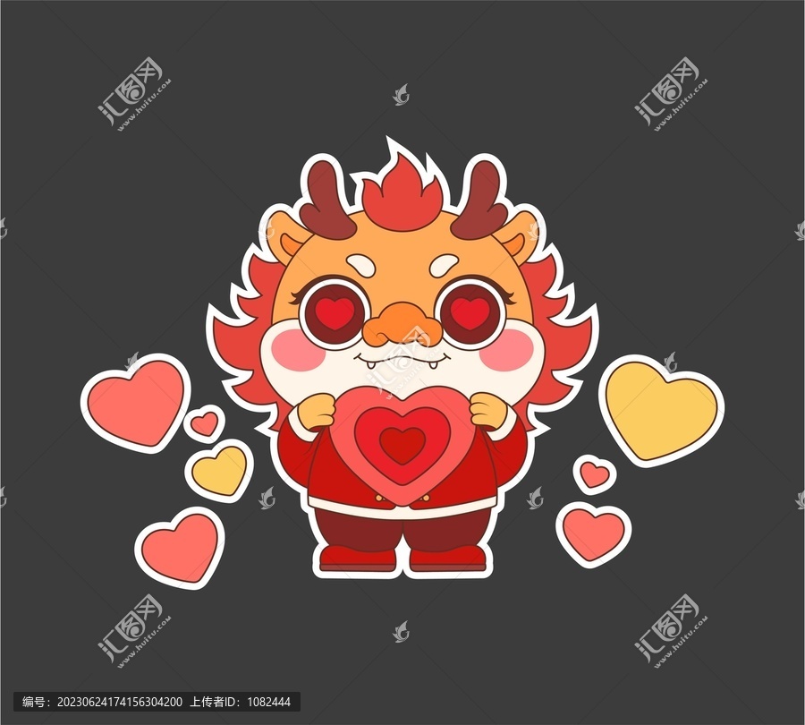 龍年卡通形象插畫貼紙