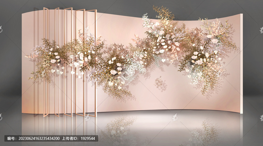 香檳粉色園韓式婚禮迎賓區(qū)