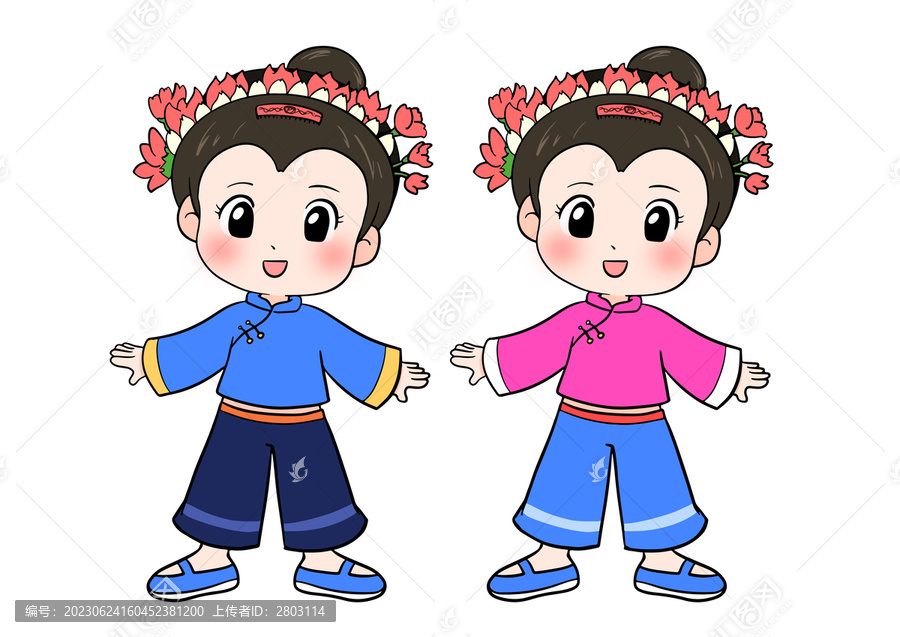 卡通刺桐花女孩