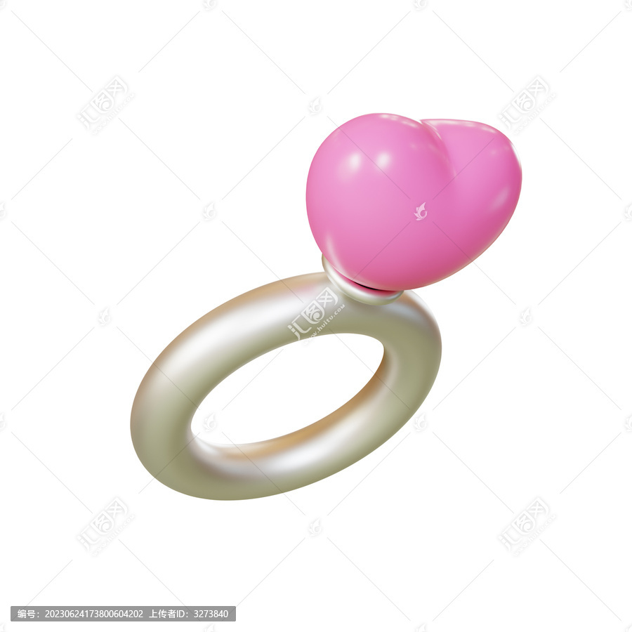 浪漫求婚表白结婚心形戒指3D