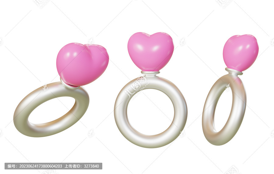 幸福求婚表白結(jié)婚心形戒指3D