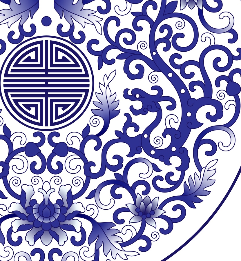 青花壽字夔龍纏枝蓮紋