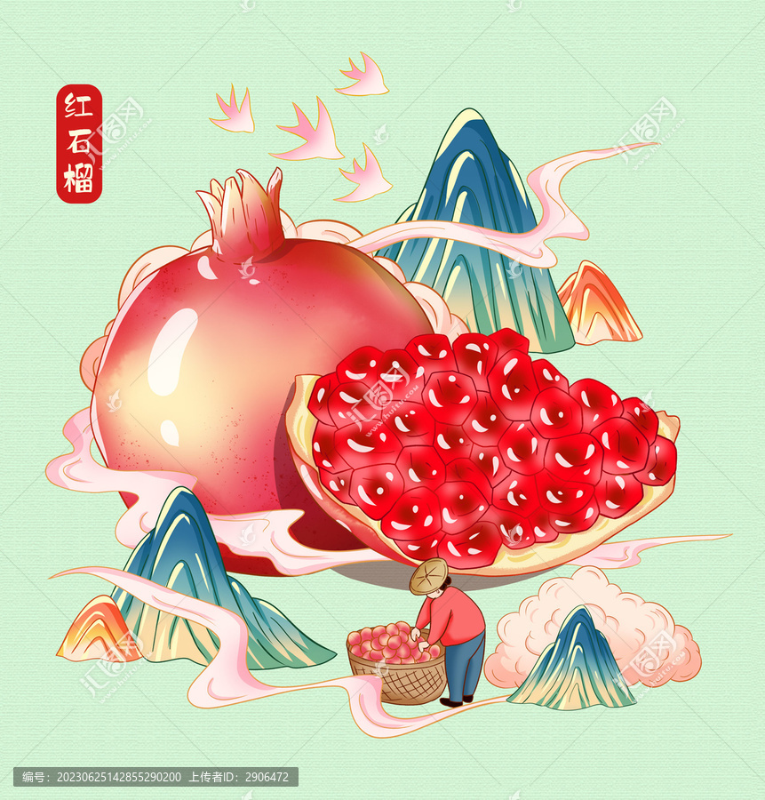 紅石榴插畫手繪