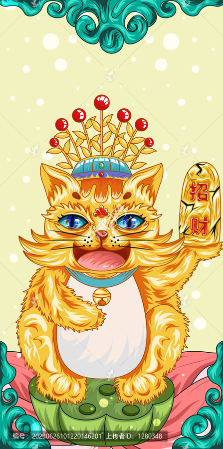 招財貓國潮插畫手機殼