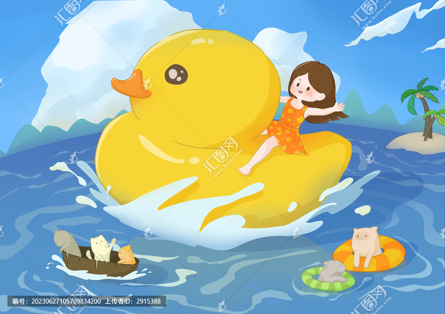 夏日海邊戲水