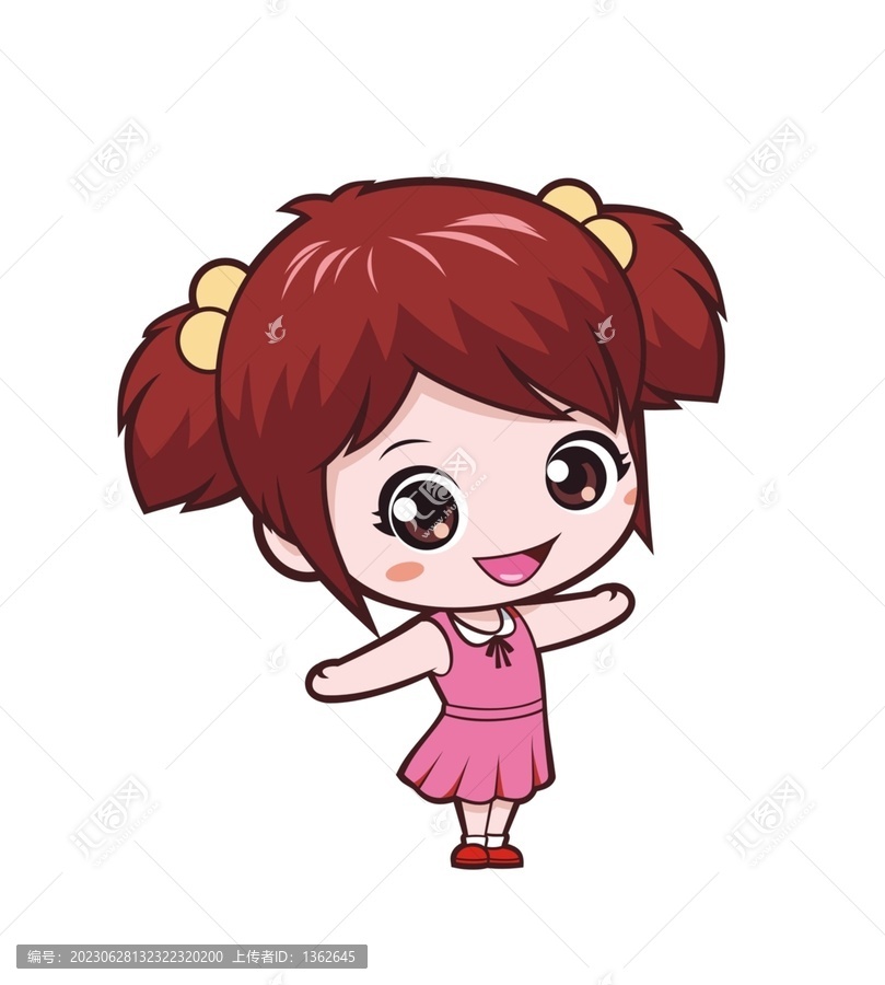 卡通可愛小女孩做歡迎動(dòng)作