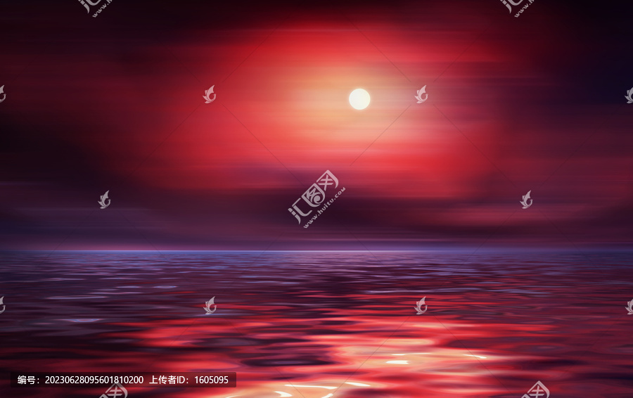 日落夕陽倒影藝術(shù)畫