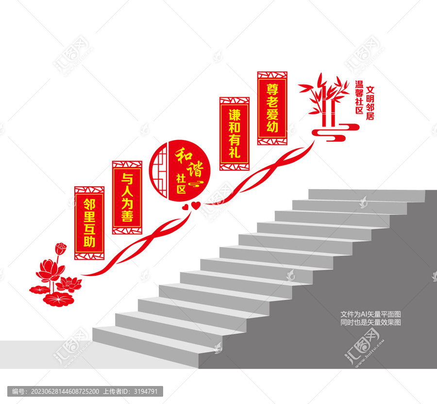 幸福温馨社区阶梯墙