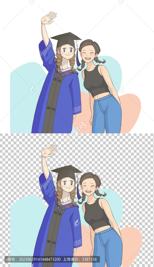 女孩畢業(yè)手繪插畫