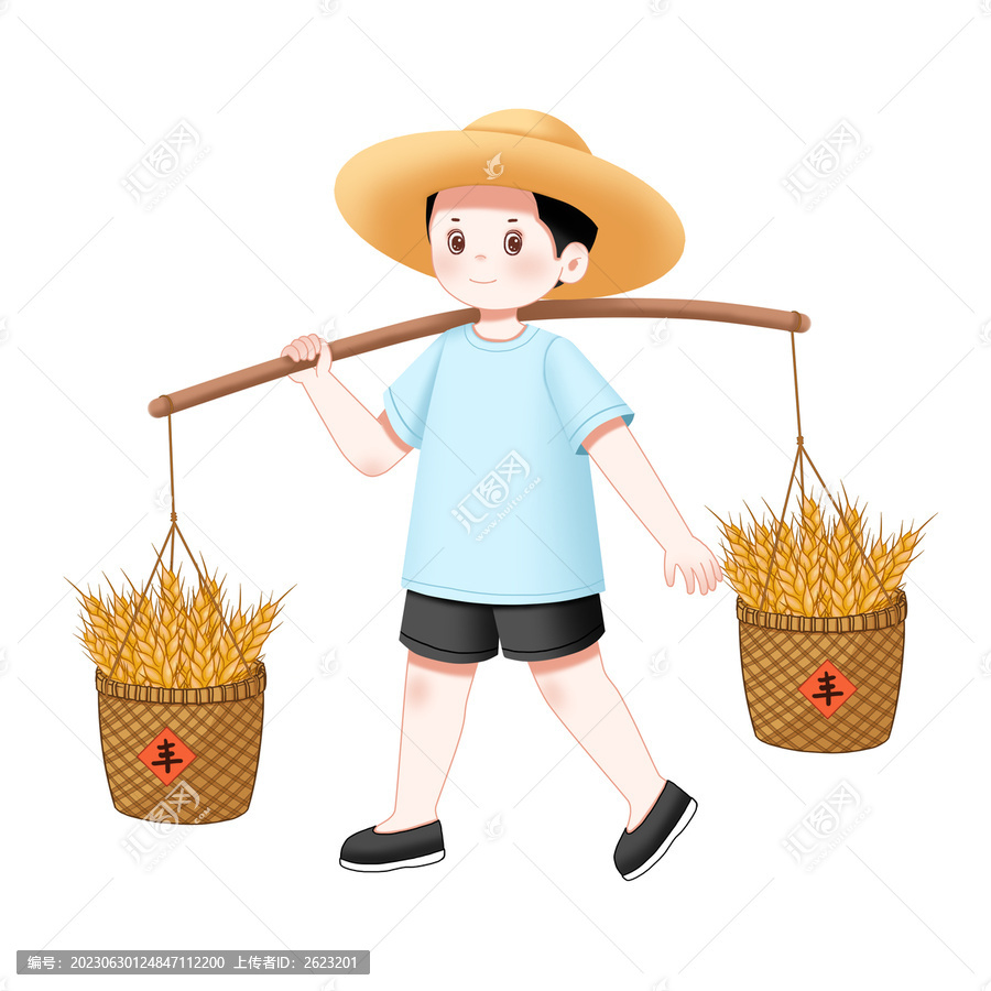 秋天農(nóng)民豐收麥穗