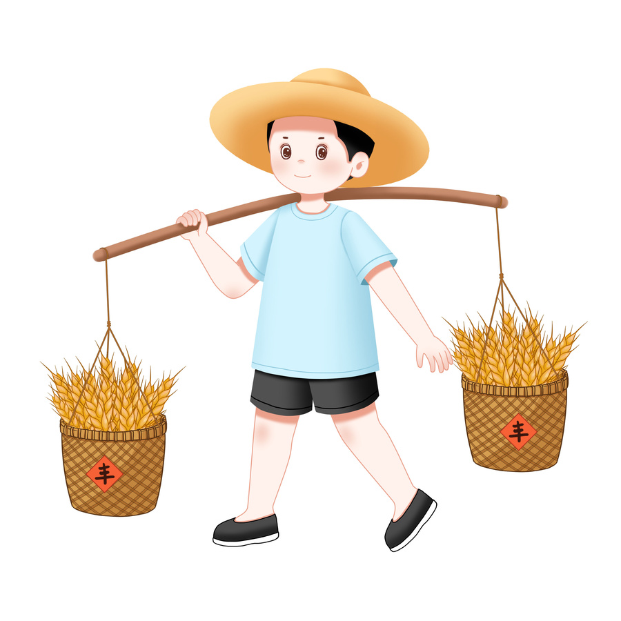 秋天農(nóng)民豐收麥穗