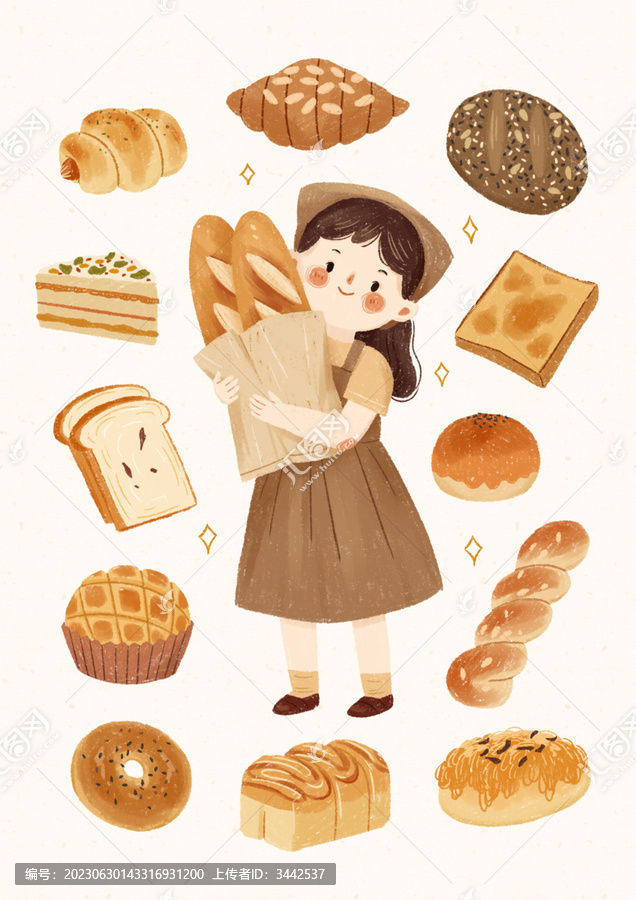面包小元素插畫
