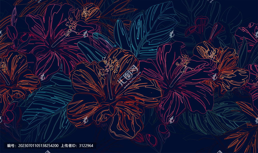 簡筆畫花卉背景圖案素材