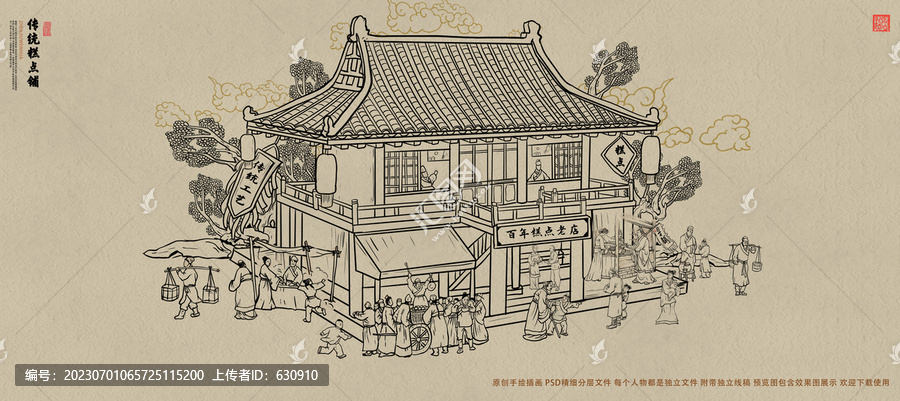 糕點鋪線描圖