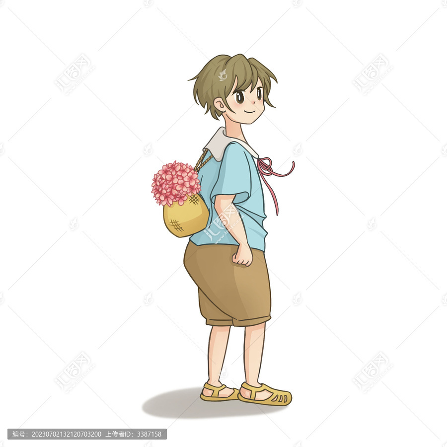 采花的小男孩