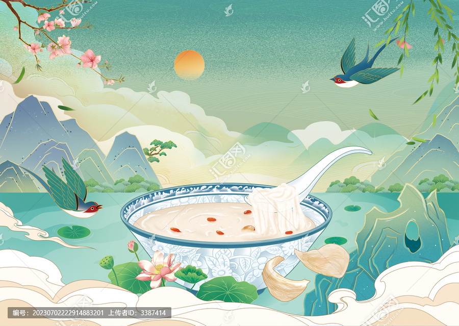 國風(fēng)燕窩手繪插畫海報設(shè)計