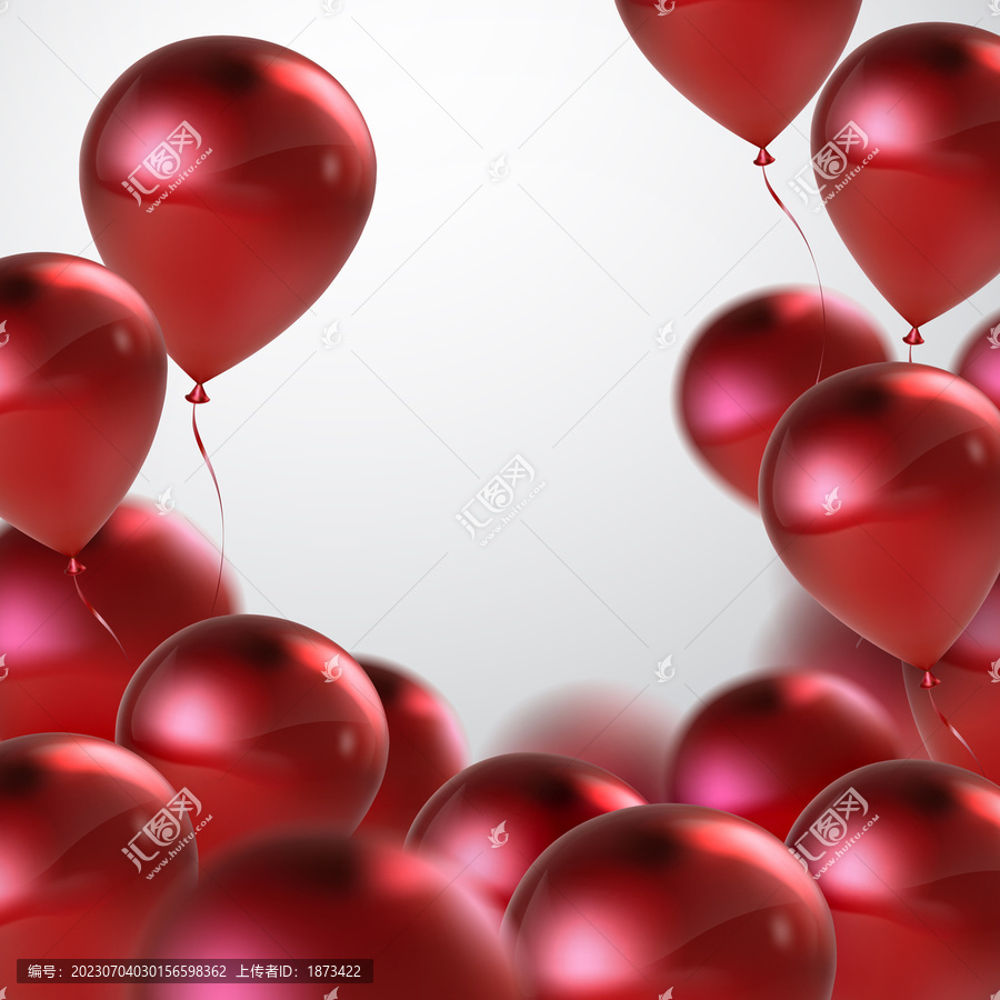 写实质感红色气球装饰背景