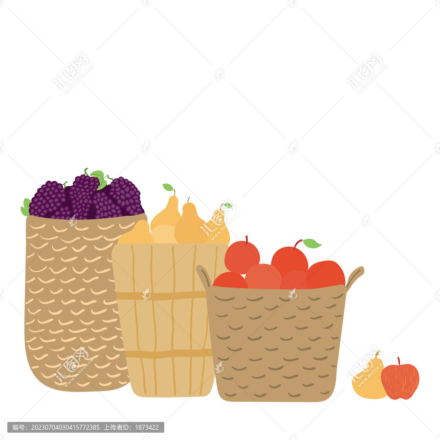 三籃水果插圖素材