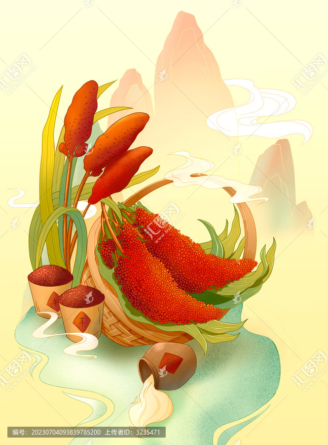高粱插畫
