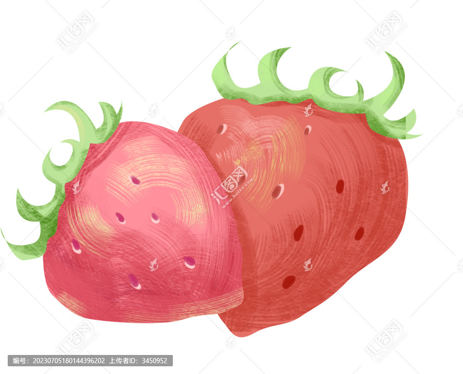 草莓水果水彩肌理插畫素材