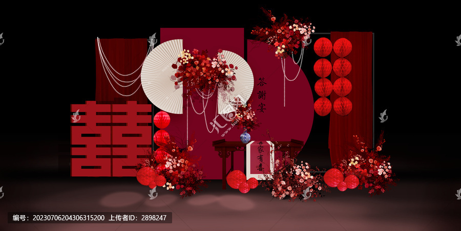 紅色中式婚禮迎賓區(qū)
