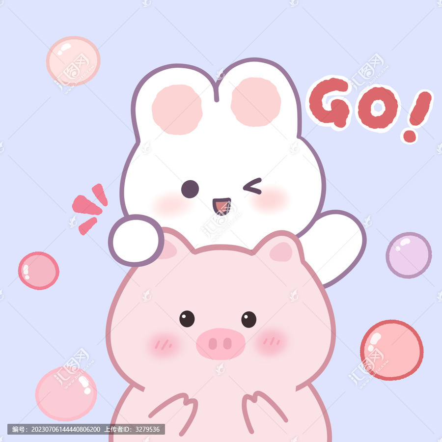 卡通小兔小豬印花圖案