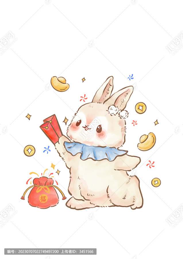 兔年春节兔子红包元宝素材
