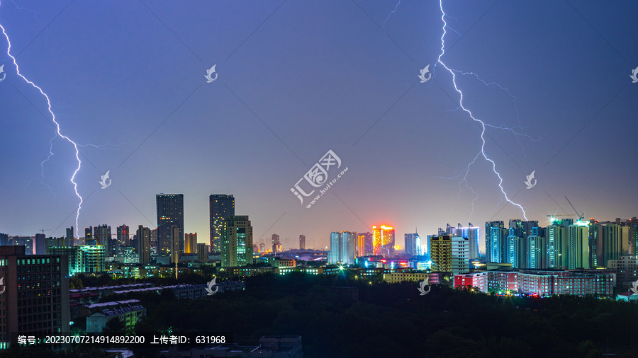 雷电雷暴闪电雷雨城市秦皇岛