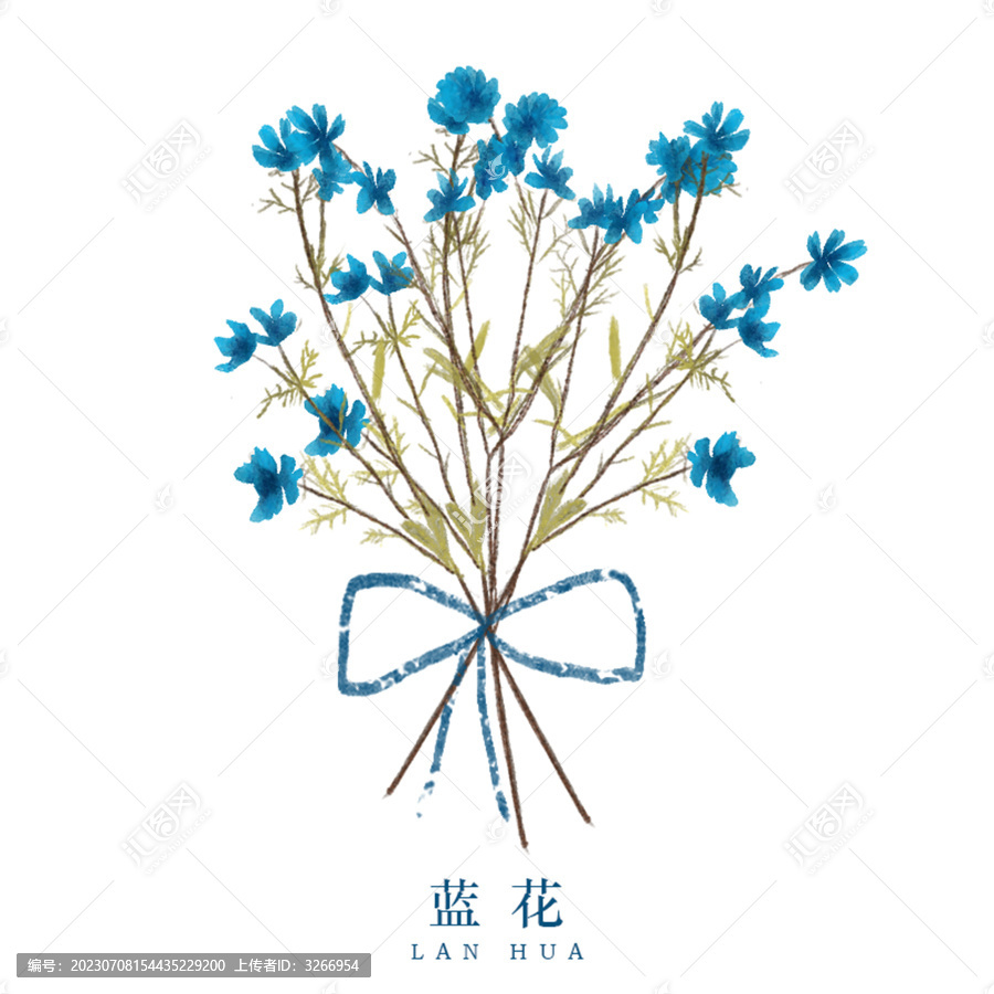 手繪水彩卡片花束插畫