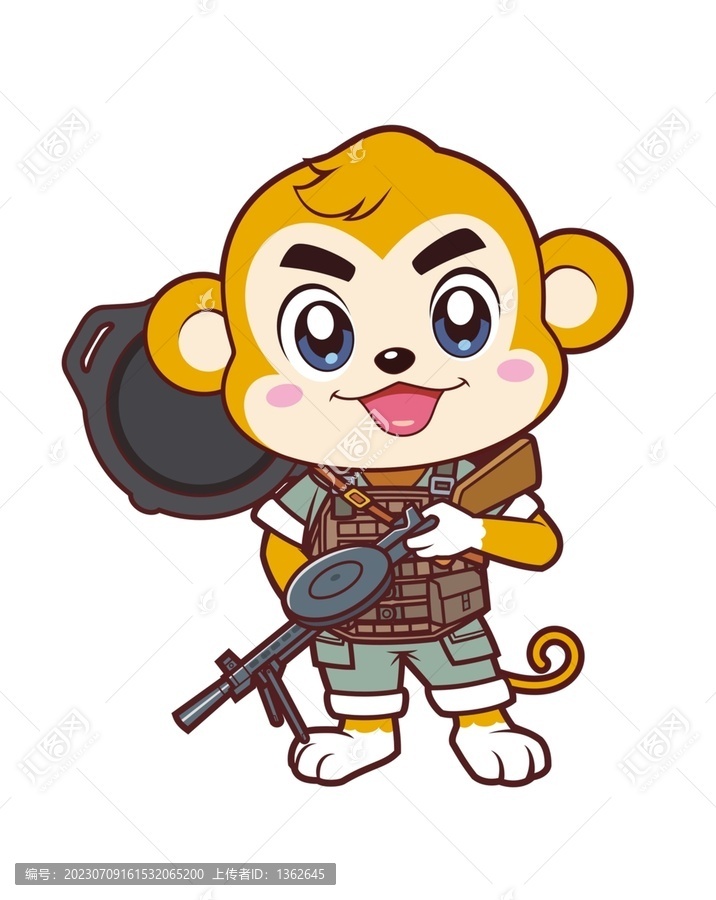 卡通可愛吃雞小猴背平底鍋