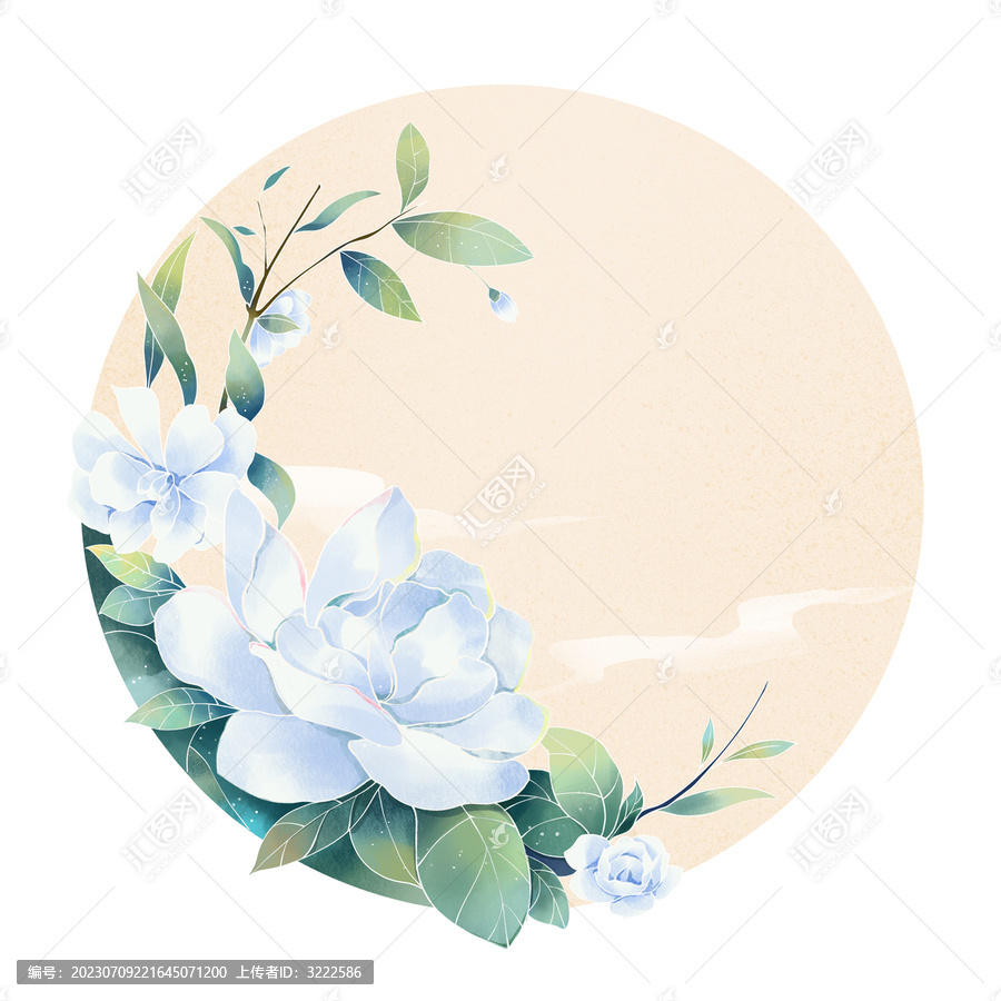 國風(fēng)復(fù)古梔子花插畫