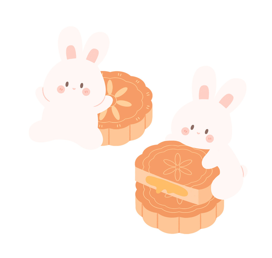 小兔子月饼赏月