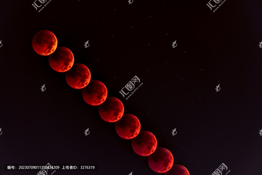 超级红月亮血月月轨多重曝光