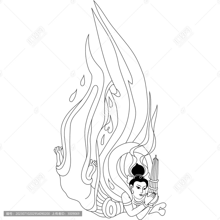 敦煌壁畫大唐飛天伎樂吹樂
