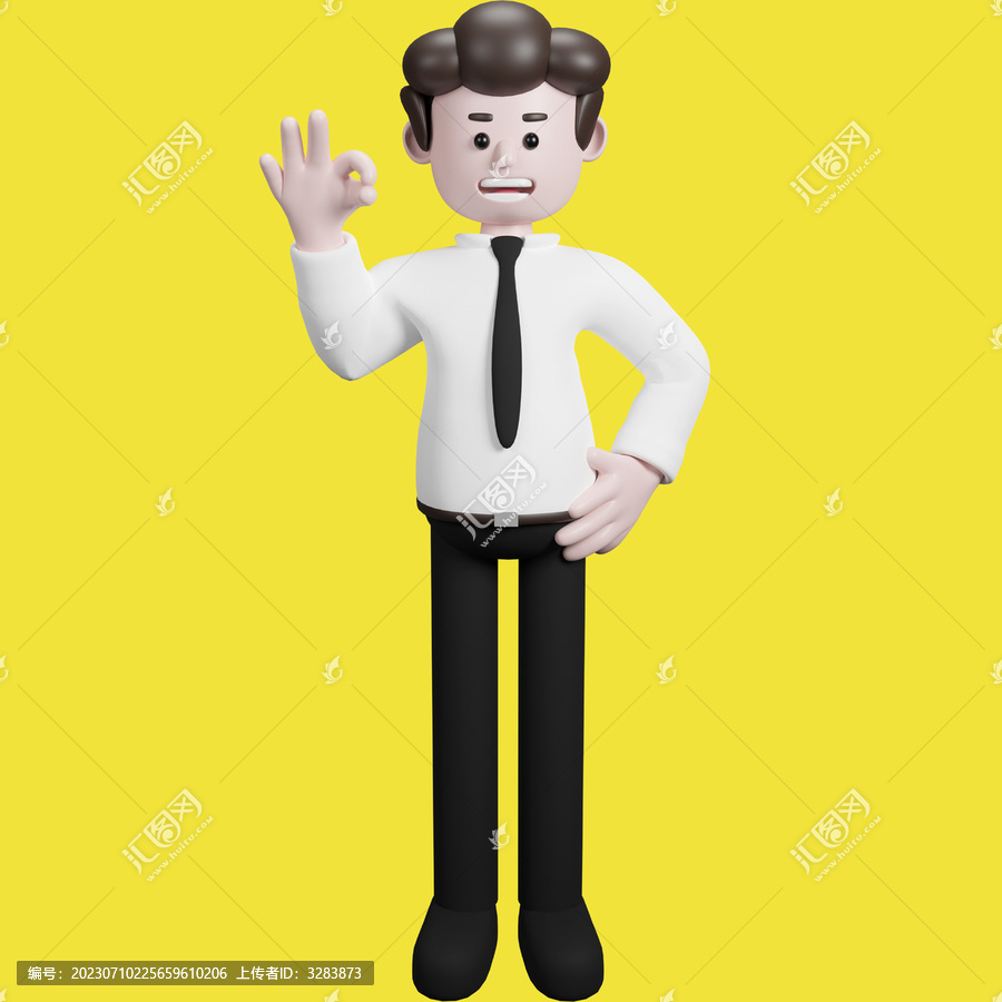 3d人物ok手勢模型
