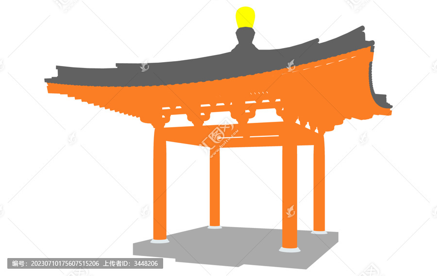 唐風(fēng)方亭軸測插畫圖