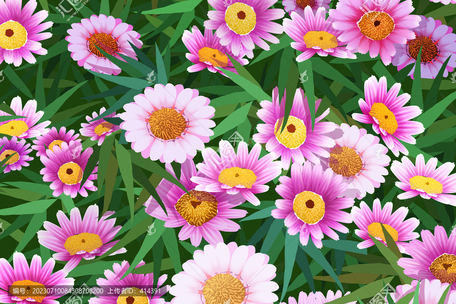 原創(chuàng)綠色花草小碎花印花插畫